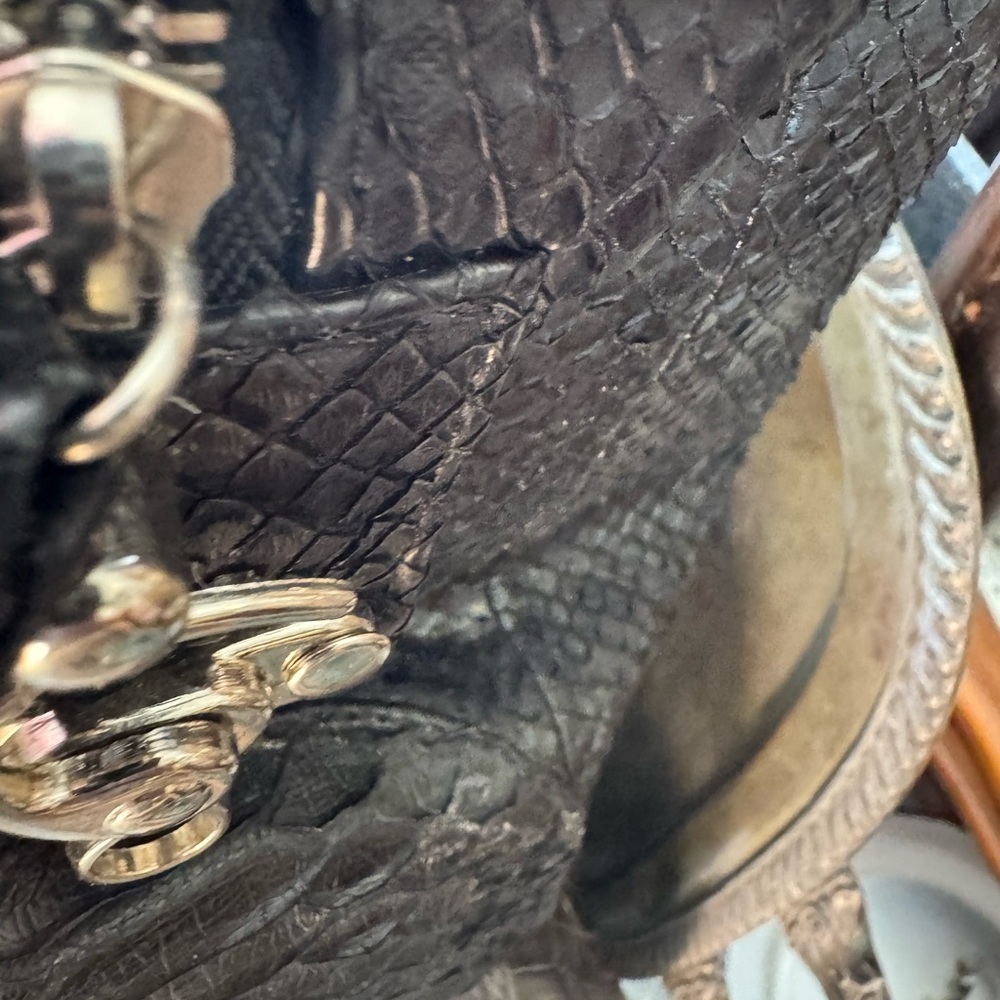 COPY - Black Genuine Python Leather Tote Travel B… - image 4